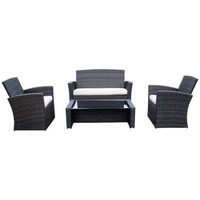 Charles Bentley Deluxe Rattan-Effect 4-Piece Garden Furniture Set - Brown Charles Bentley Deluxe Rattan-Effect 4-Piece Garden Furniture Set - Brown